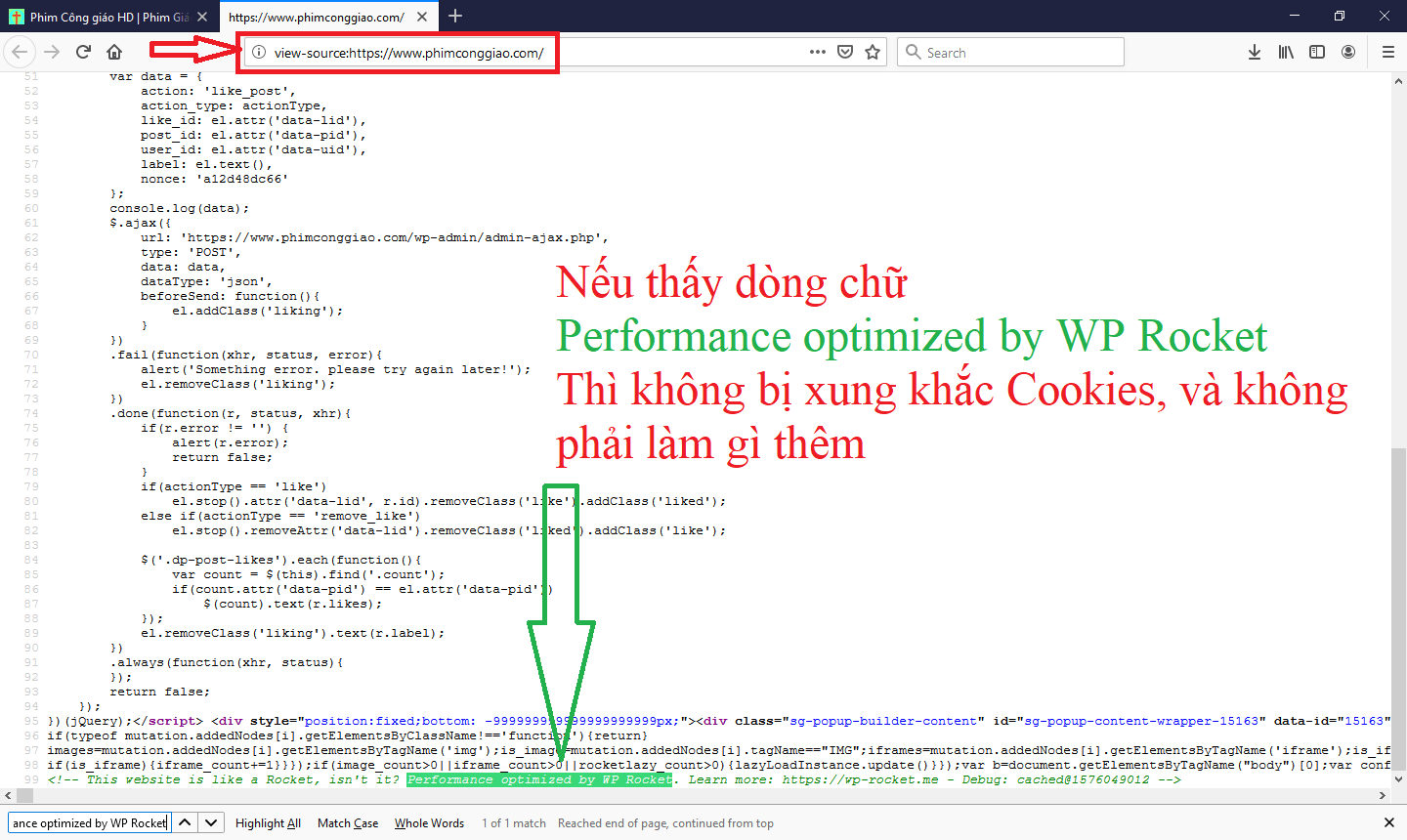 Nếu thấy Performance optimized by WP Rocket, thì quý vị không phải làm gì nữa